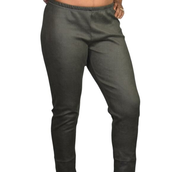 Pete Greta Myra Leggings Green Faux Suede Stretch Slouchy Johnny Was Size Small - Picture 14 of 15